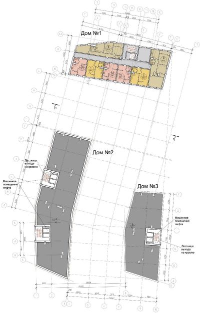 План 6 этажа корпусов жилого дома №1 © «Архитектуриум»