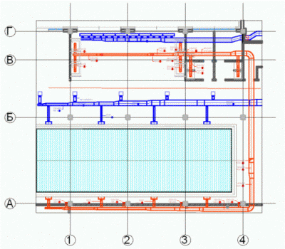 Фрагмент плана вентиляции помещения бассейна